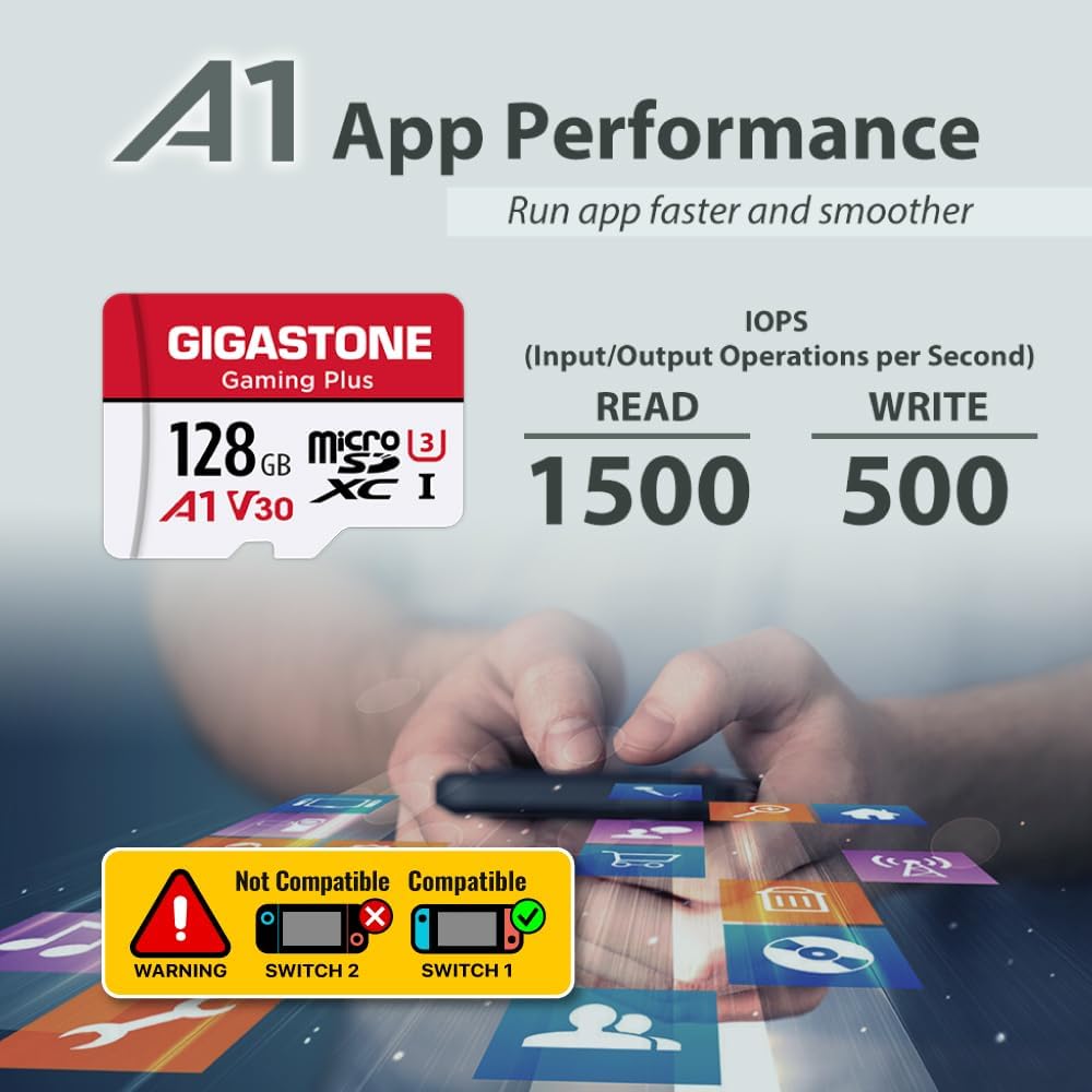 Gigastone 128GB Micro SD Card for Gaming, High-Speed SDXC Memory