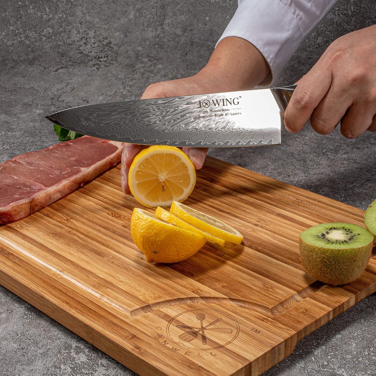 JXWING 8 Chef's Knives Inch Ultra Sharp Damascus Steel Chef Knife with G10 NEW