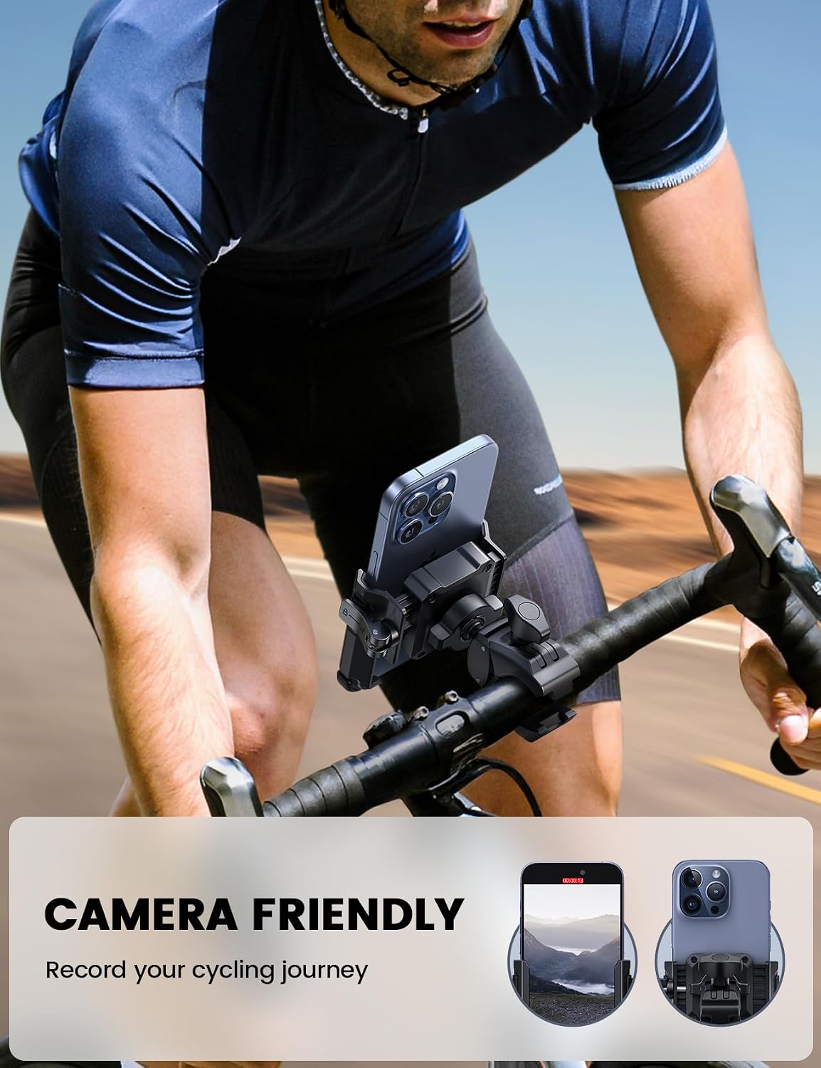Lamicall Motorcycle Mounts Phone Mount Holder Camera Friendly 1s Lock NEW