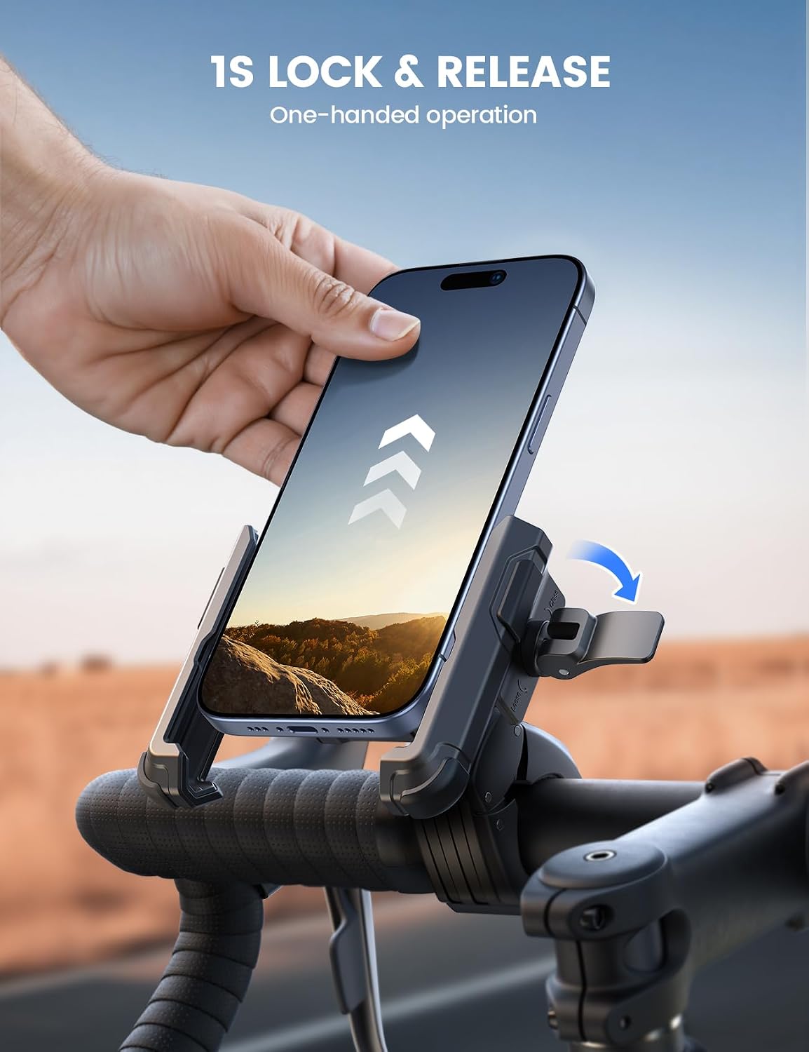 Lamicall Motorcycle Mounts Phone Mount Holder Camera Friendly 1s Lock NEW