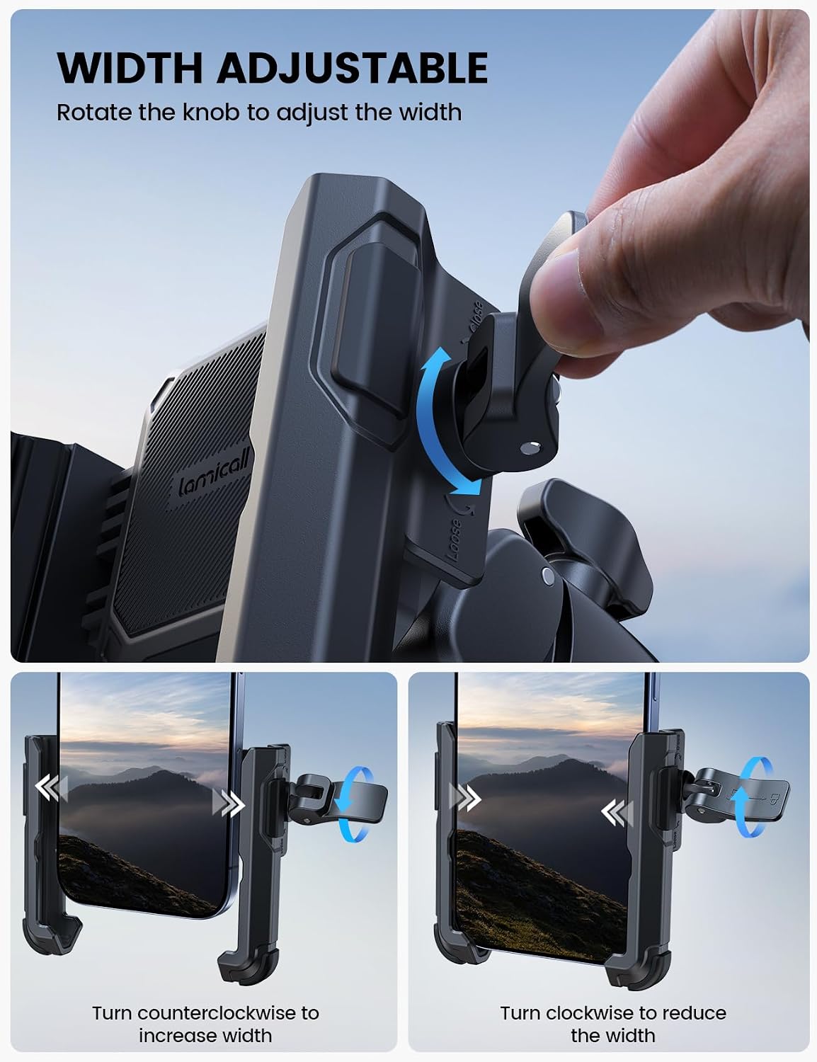Lamicall Motorcycle Mounts Phone Mount Holder Camera Friendly 1s Lock NEW