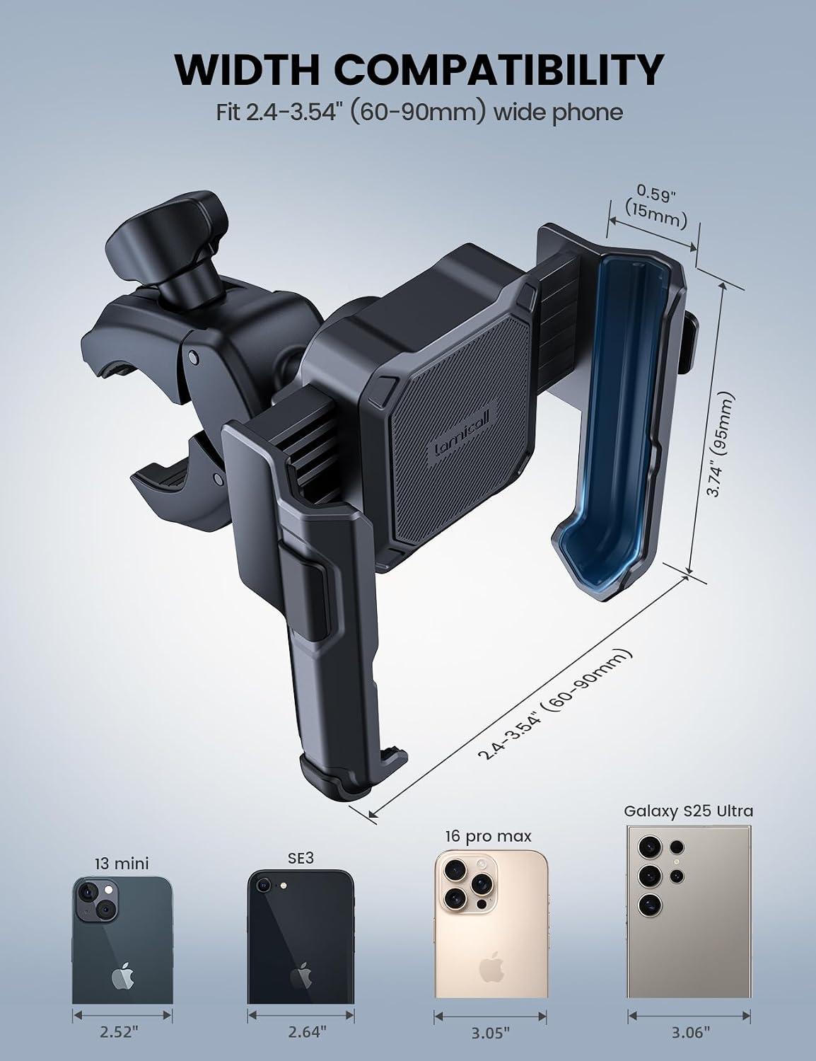 Lamicall Motorcycle Mounts Phone Mount Holder Camera Friendly 1s Lock NEW