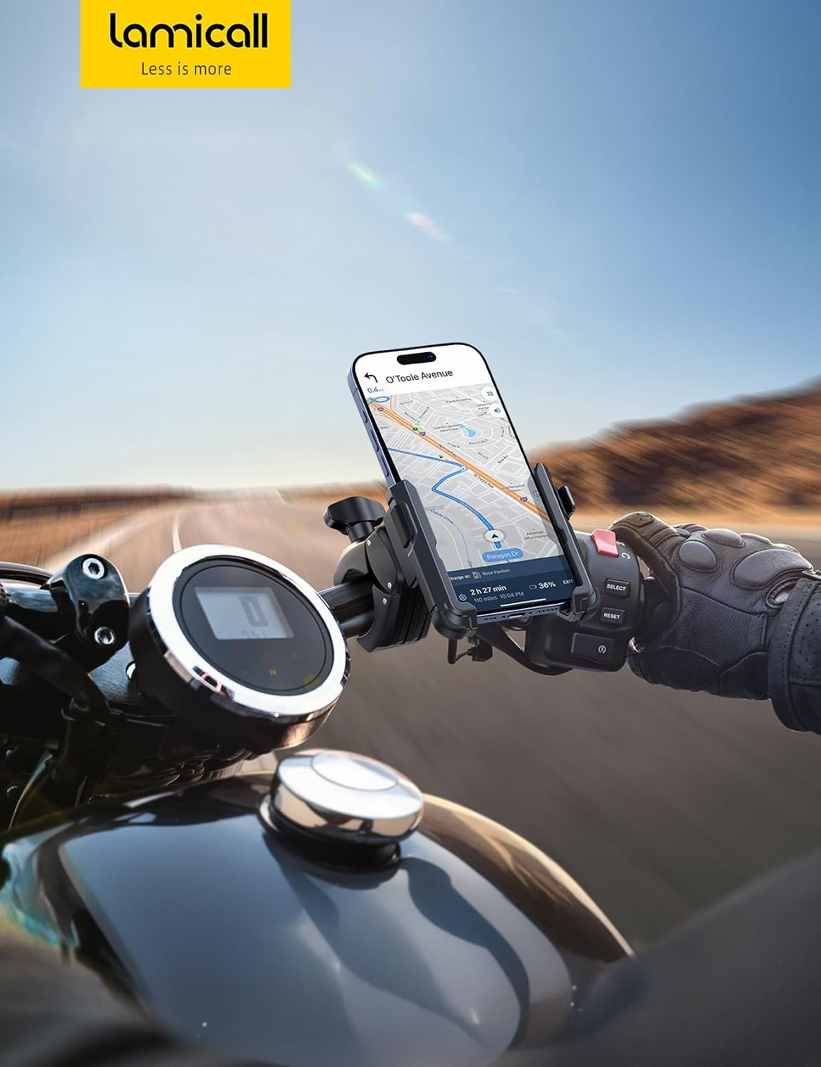 Lamicall Motorcycle Mounts Phone Mount Holder Camera Friendly 1s Lock NEW
