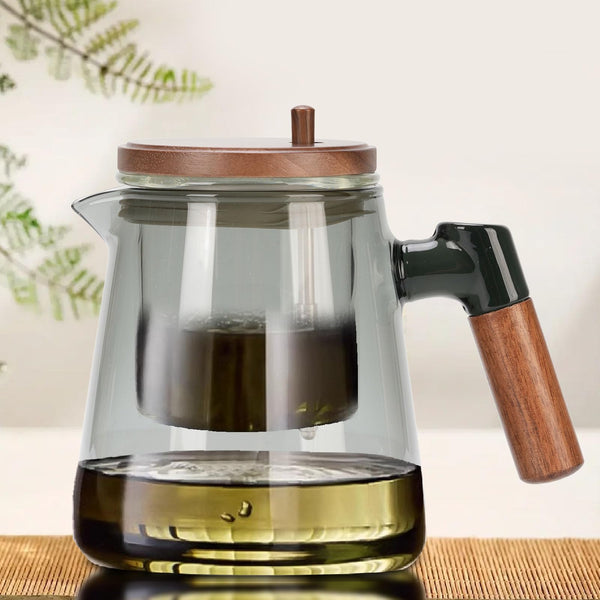 YUEHISY 750ml Glass Teapot with Strainer and Infuser, Black for Loose Leaf NEW