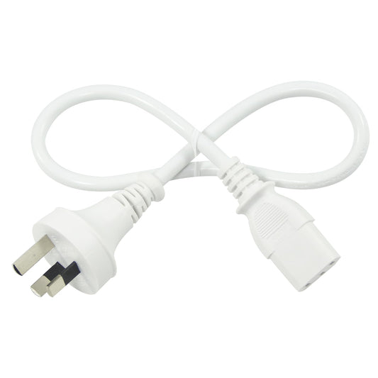 wininks 2x White 0.5M Power Cord 240V 3-Pin Plug Cable for Monitors Kettles NEW