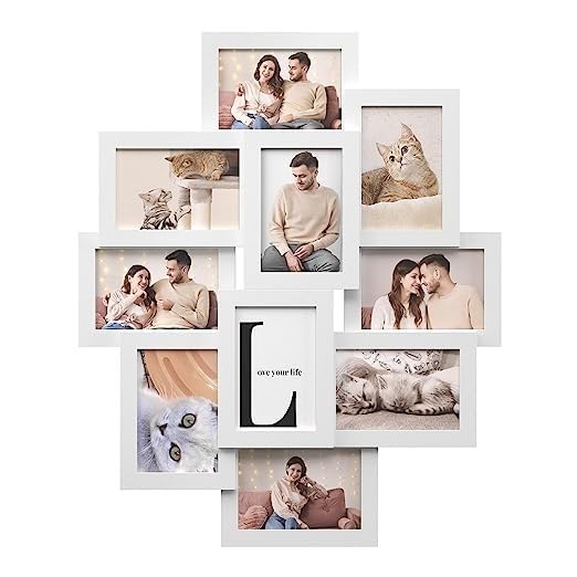 SONGMICS 10 Slot Photo Collage Frame Wall & Tabletop Frames White Size DEMO