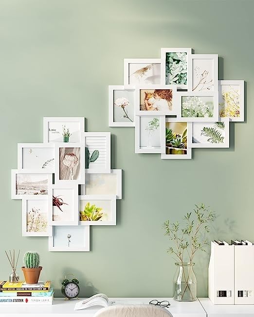 SONGMICS 10 Slot Photo Collage Frame Wall & Tabletop Frames White Size DEMO