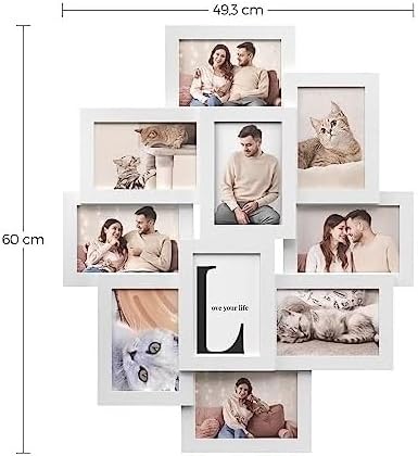 SONGMICS 10 Slot Photo Collage Frame Wall & Tabletop Frames White Size DEMO