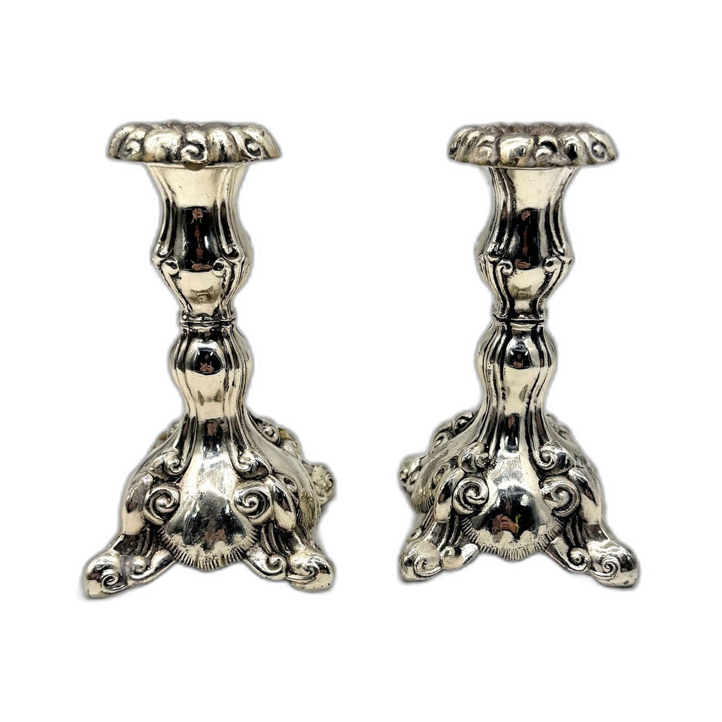 VINTAGE Decorative Silver Metal Ornate Candle Holder 2-Pack for Home Decor 13cm