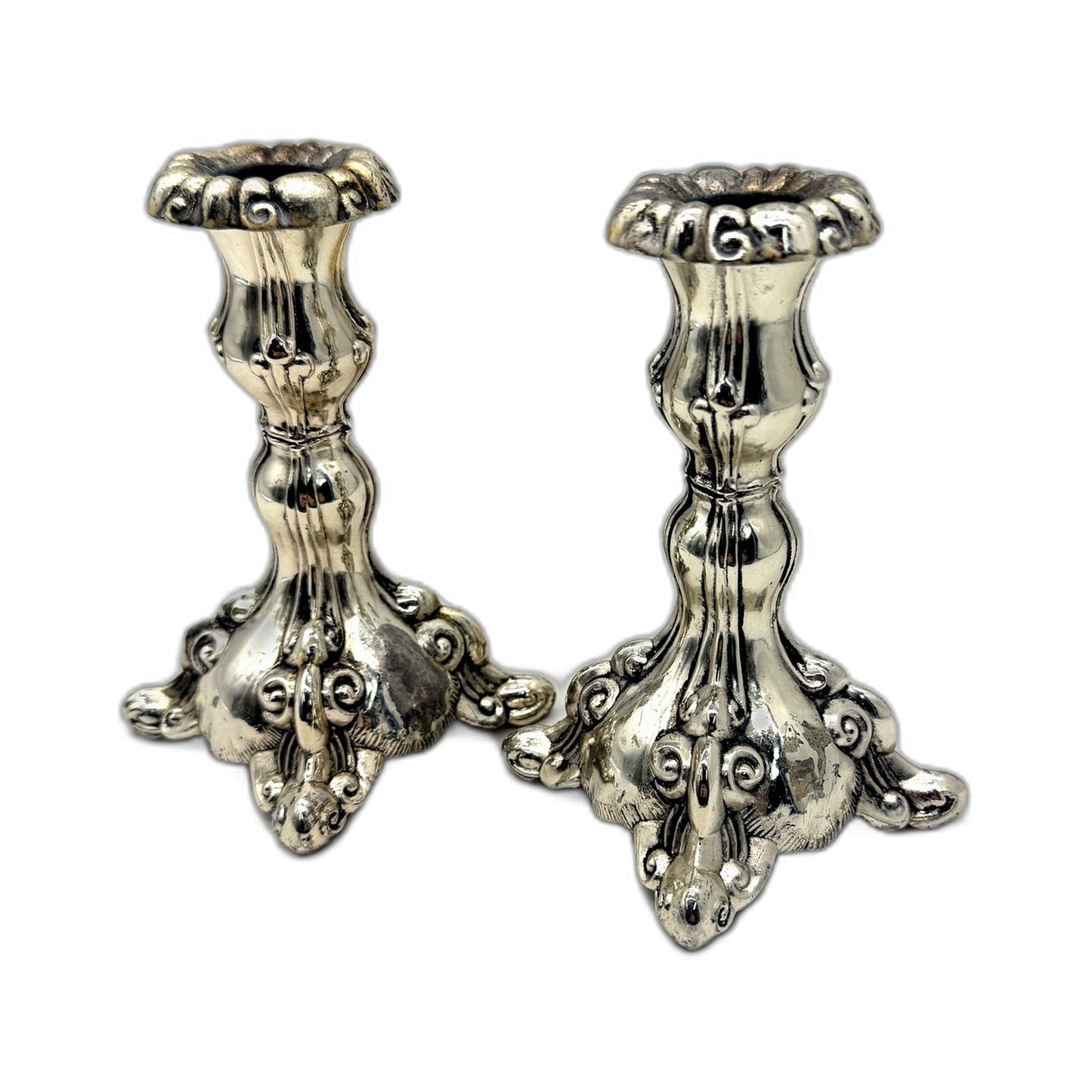 VINTAGE Decorative Silver Metal Ornate Candle Holder 2-Pack for Home Decor 13cm