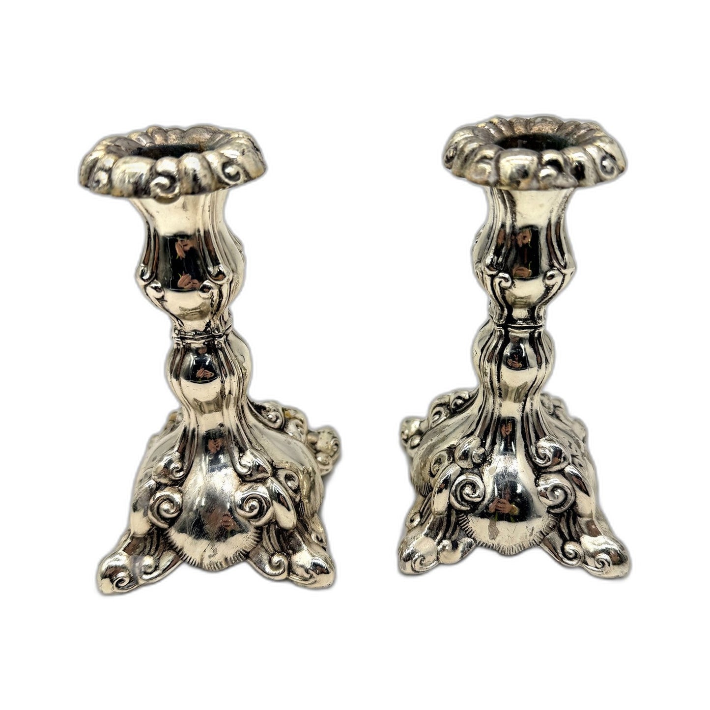 VINTAGE Decorative Silver Metal Ornate Candle Holder 2-Pack for Home Decor 13cm