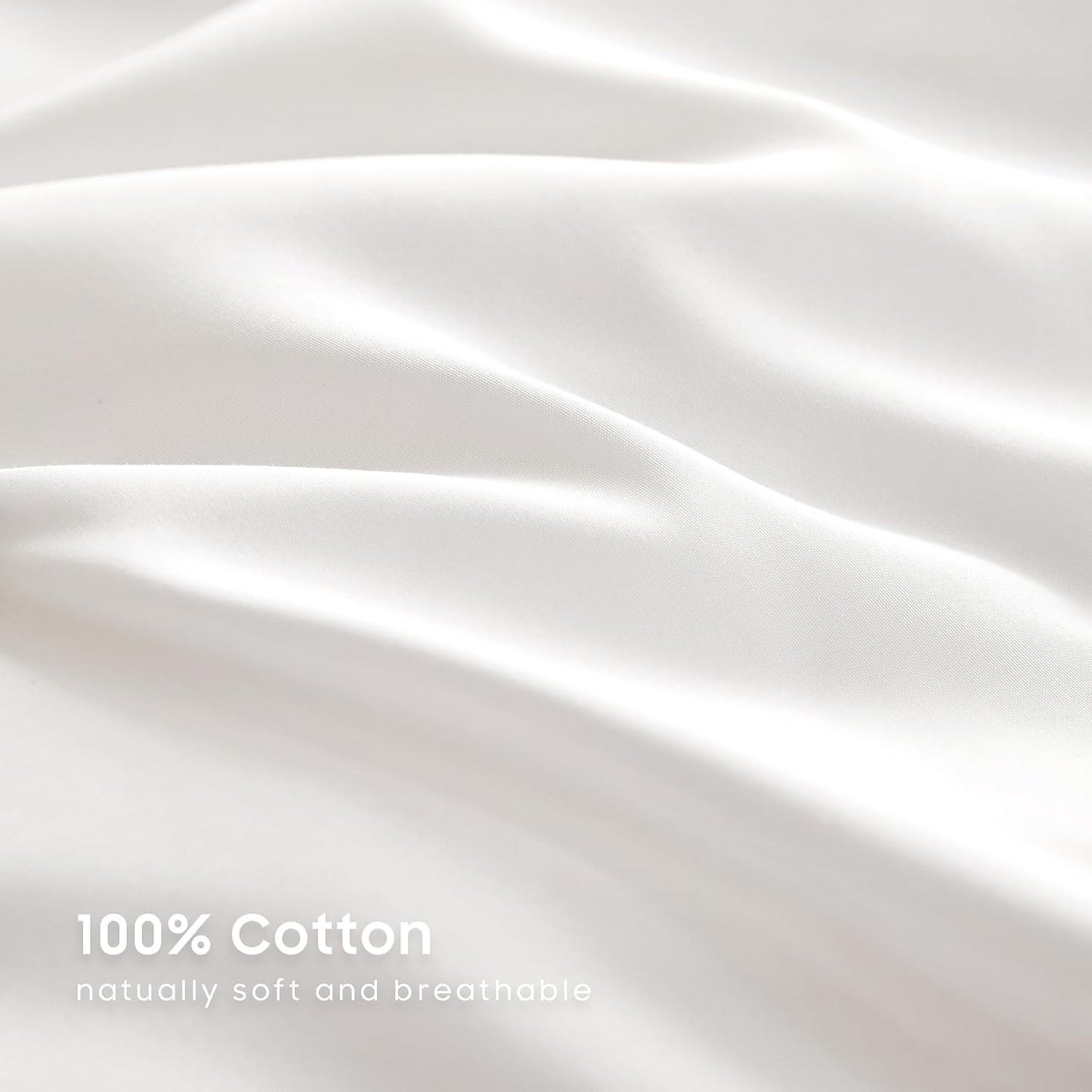 Wake In Cloud 100% Cotton Soft Bedding Duvet Cover Set, White DOUBLE Bed NEW