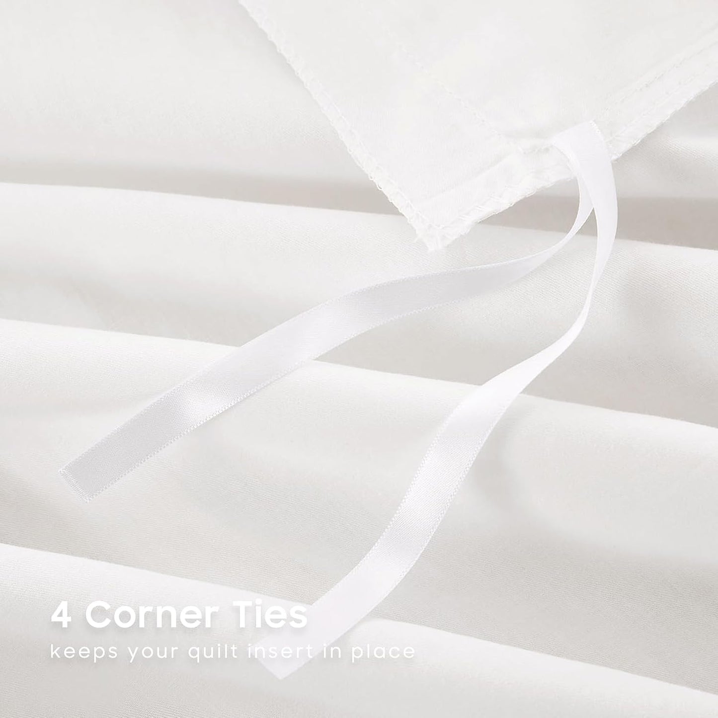Wake In Cloud 100% Cotton Soft Bedding Duvet Cover Set, White DOUBLE Bed NEW