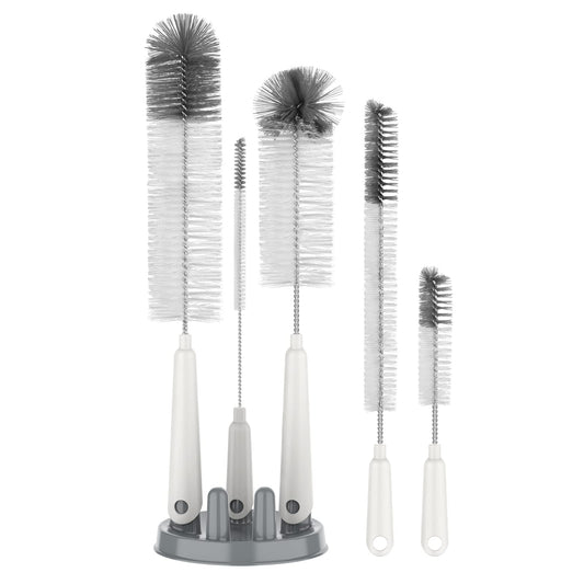 MR.SIGA Bottle Brush Cleaning Set - 5 Pack with Storage Holder, White NEW
