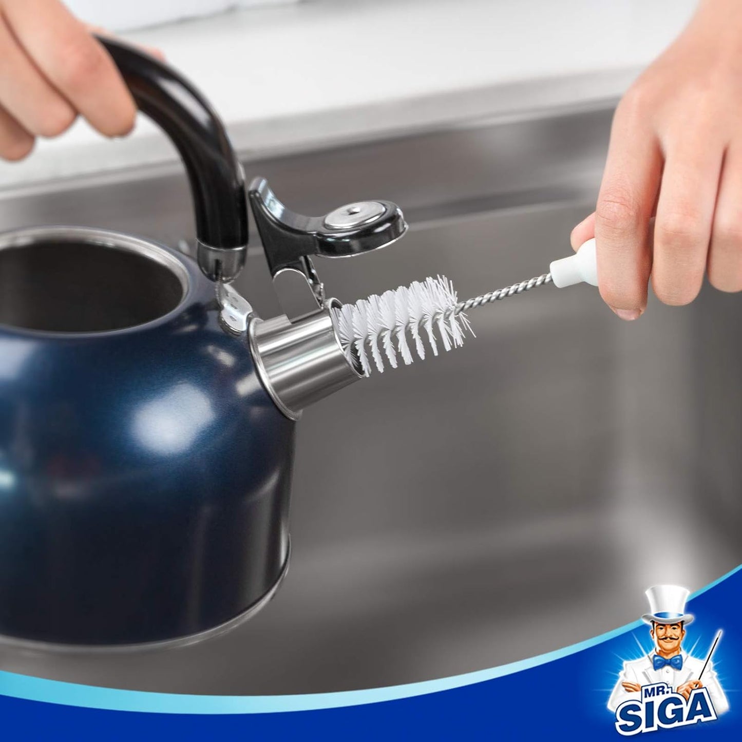MR.SIGA Bottle Brush Cleaning Set - 5 Pack with Storage Holder, White NEW
