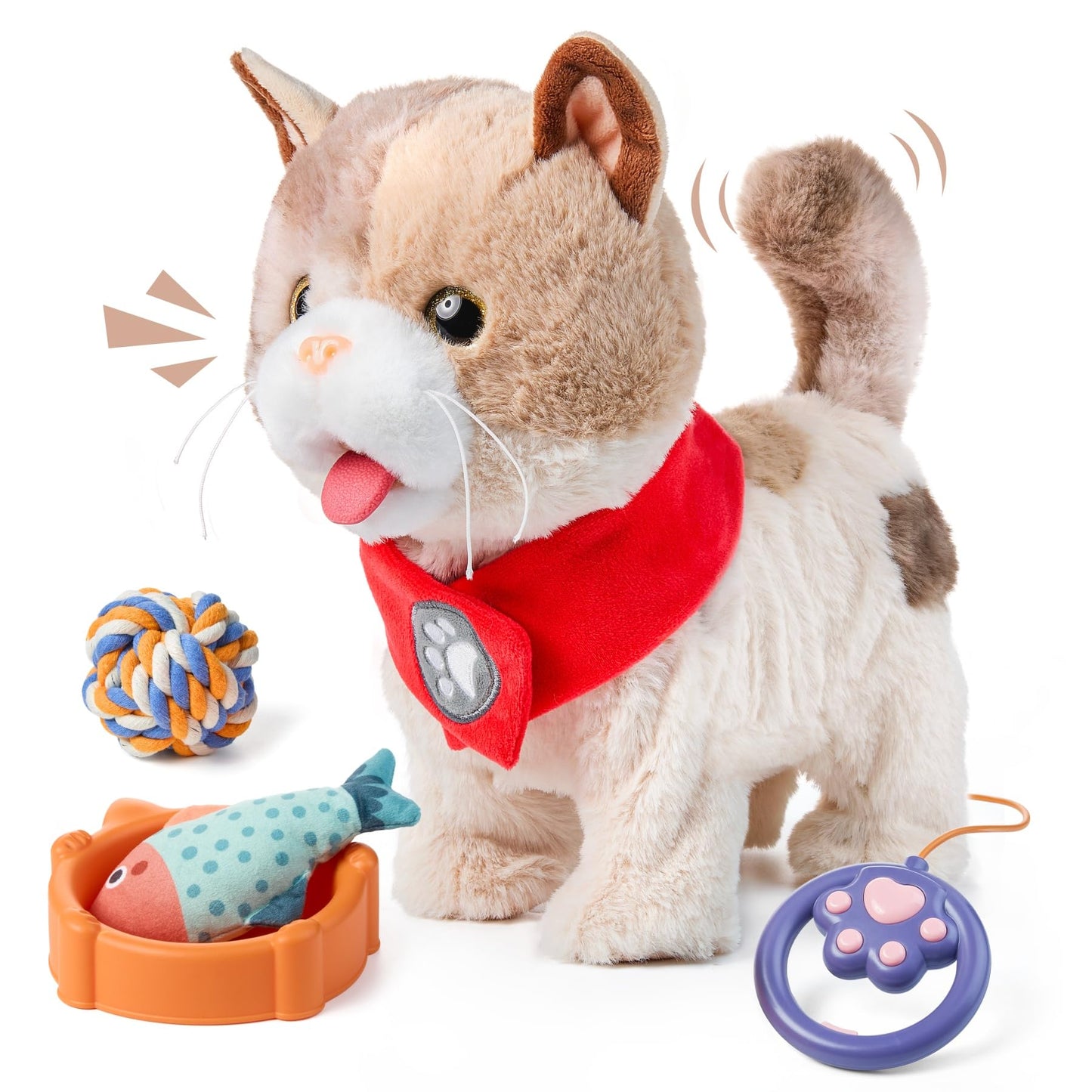 TUMAMA Plush Interactive Walking Cat Toy, Realistic Soft Gray, 34 cm Size NEW