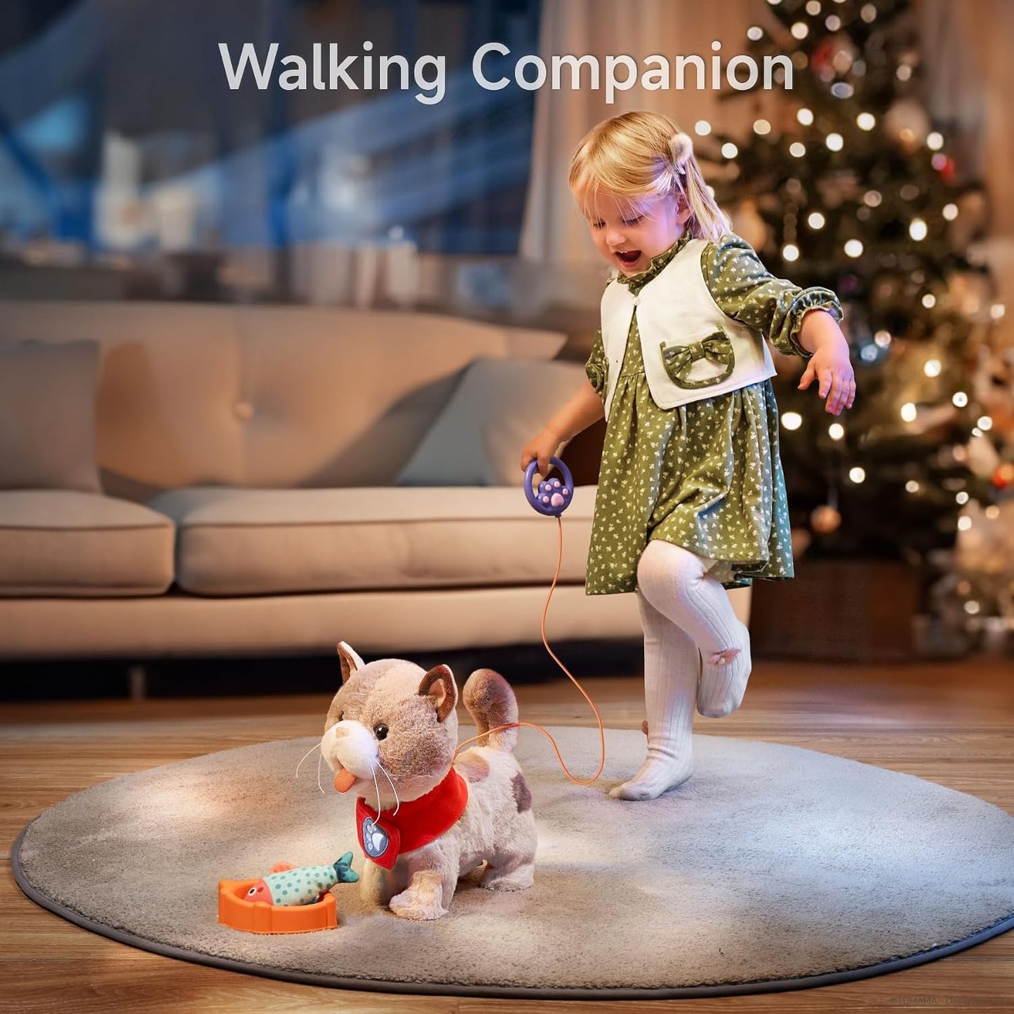TUMAMA Plush Interactive Walking Cat Toy, Realistic Soft Gray, 34 cm Size NEW