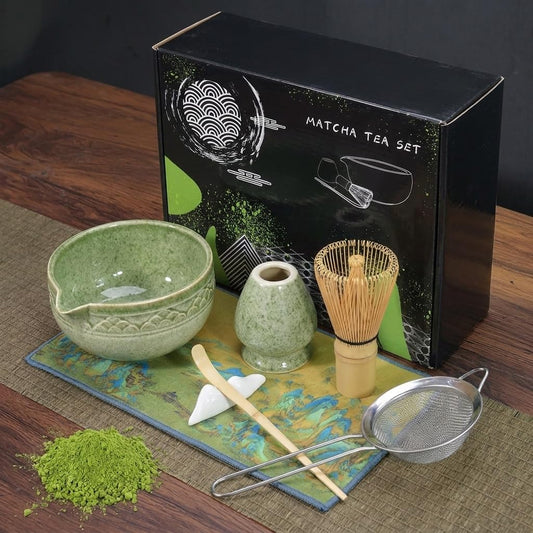 KIVISOYI Matcha Tea Sets Whisk Set - Japanese Green Bamboo Tea Bowl & Spout NEW