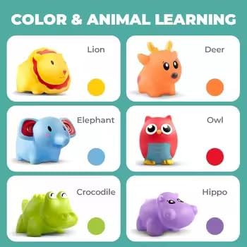 Ameon No Hole Mold-Free Baby Bath Toys for 1+ Years Jungle Theme 6 Piece NEW