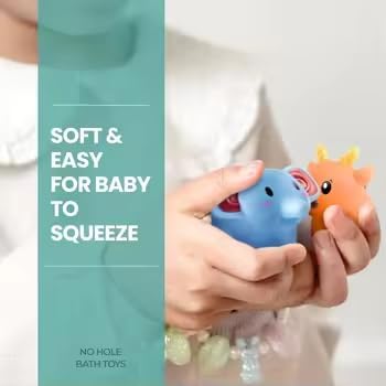 Ameon No Hole Mold-Free Baby Bath Toys for 1+ Years Jungle Theme 6 Piece NEW