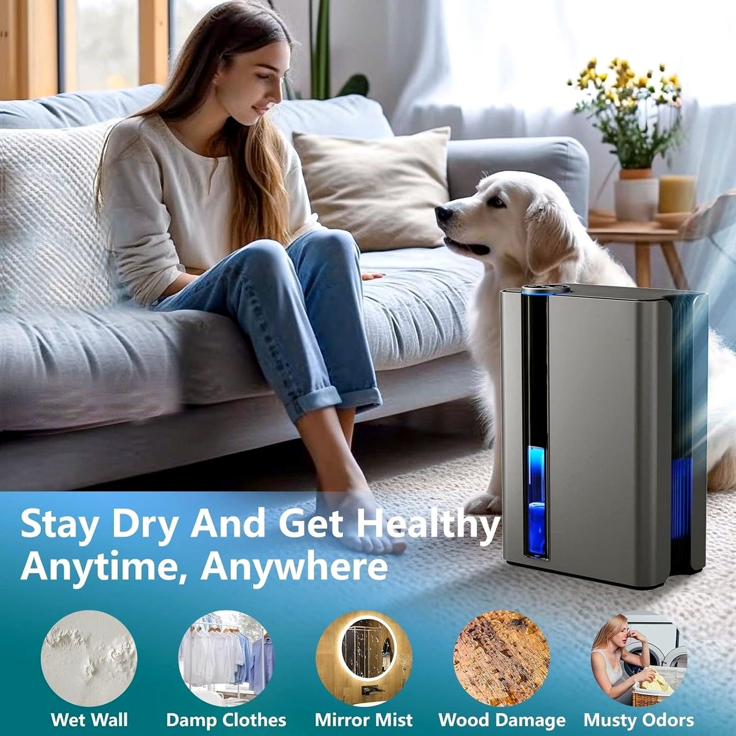 Karmotte Portable Dehumidifier for Home Spaces up to 74㎡ Reusable Filter NEW