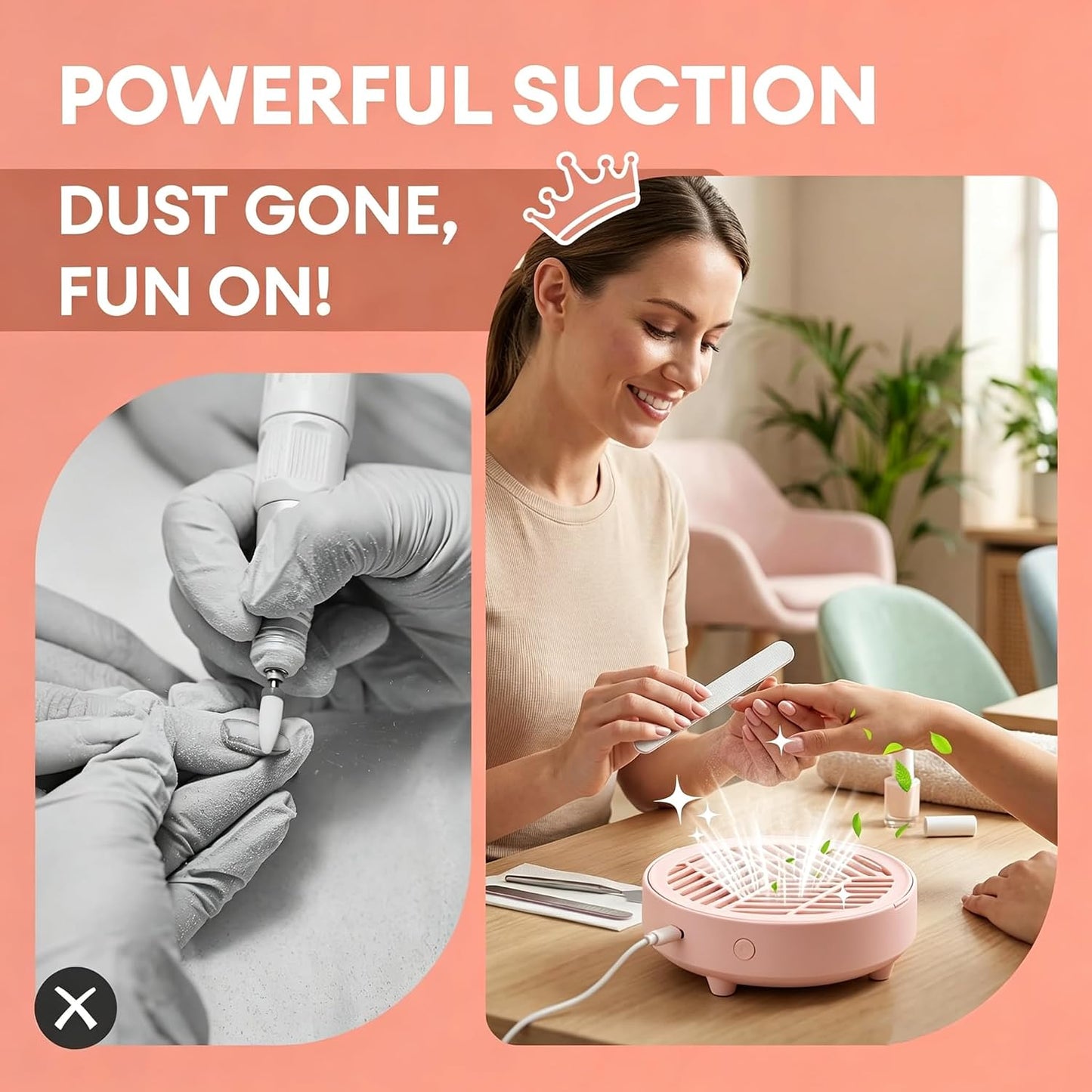 HaaLii-FY Portable Mini Nail Dust Collector Paper Filter Quiet White & Pink NEW