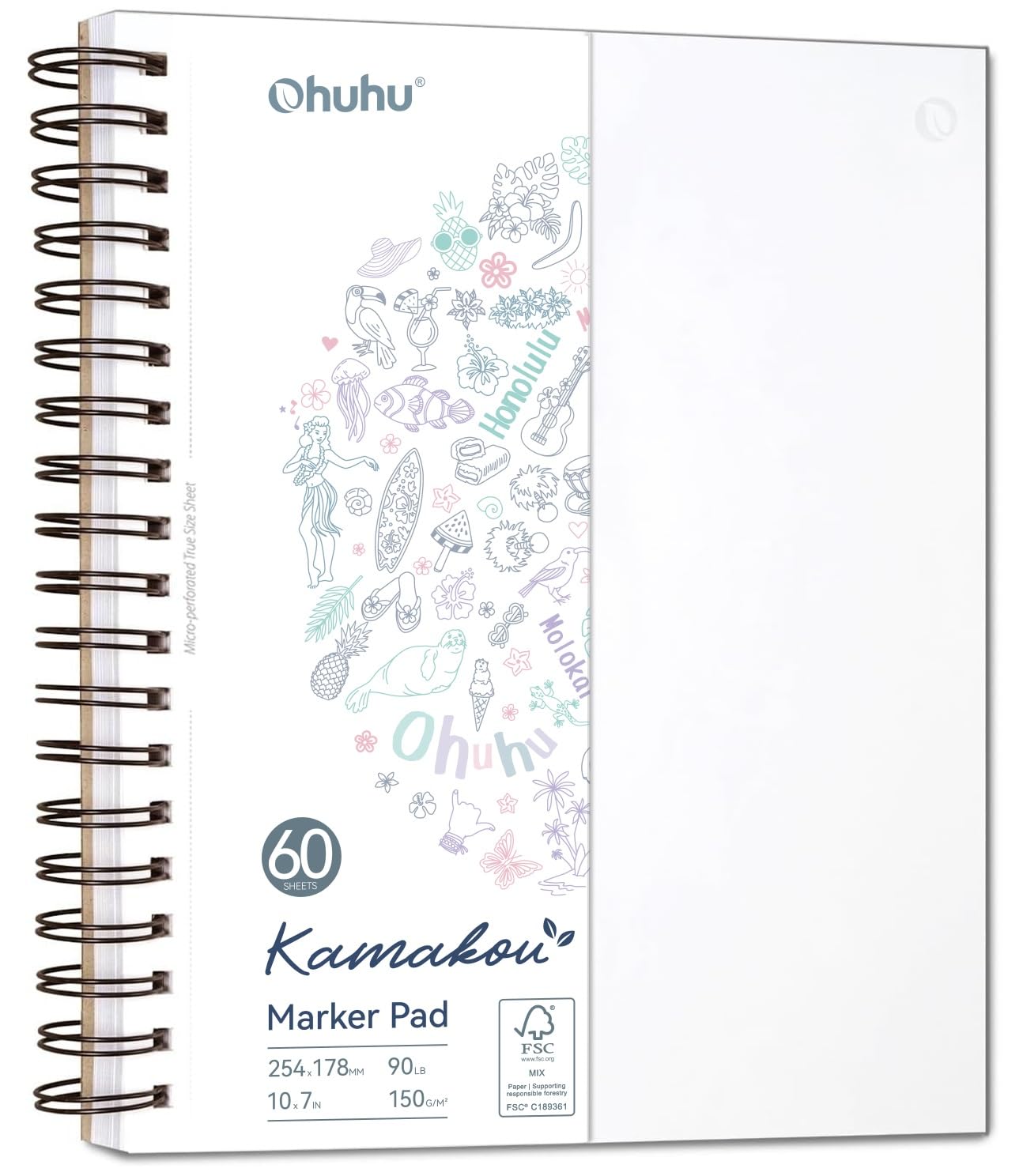 Ohuhu Double-Sided Bleedproof Marker Pad Art Sketchbook 60 Sheets Drawing NEW