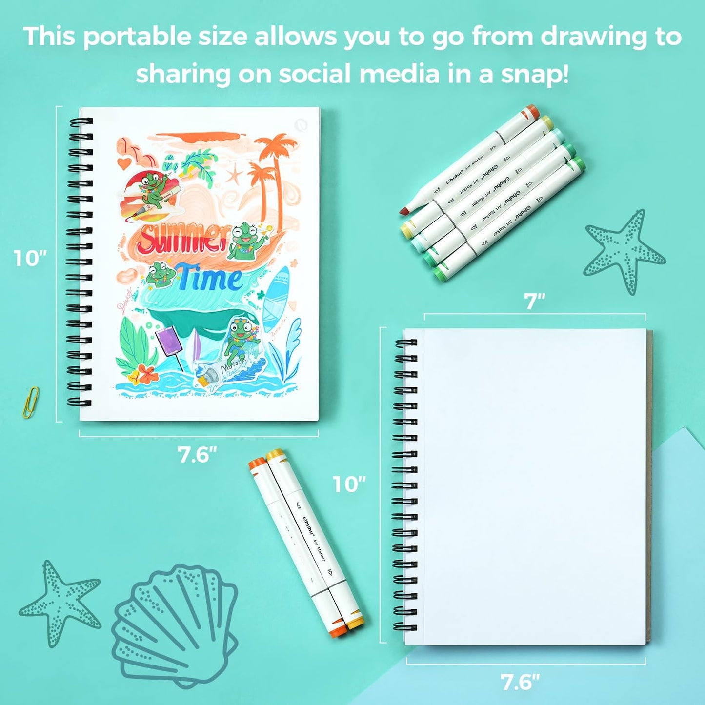Ohuhu Double-Sided Bleedproof Marker Pad Art Sketchbook 60 Sheets Drawing NEW