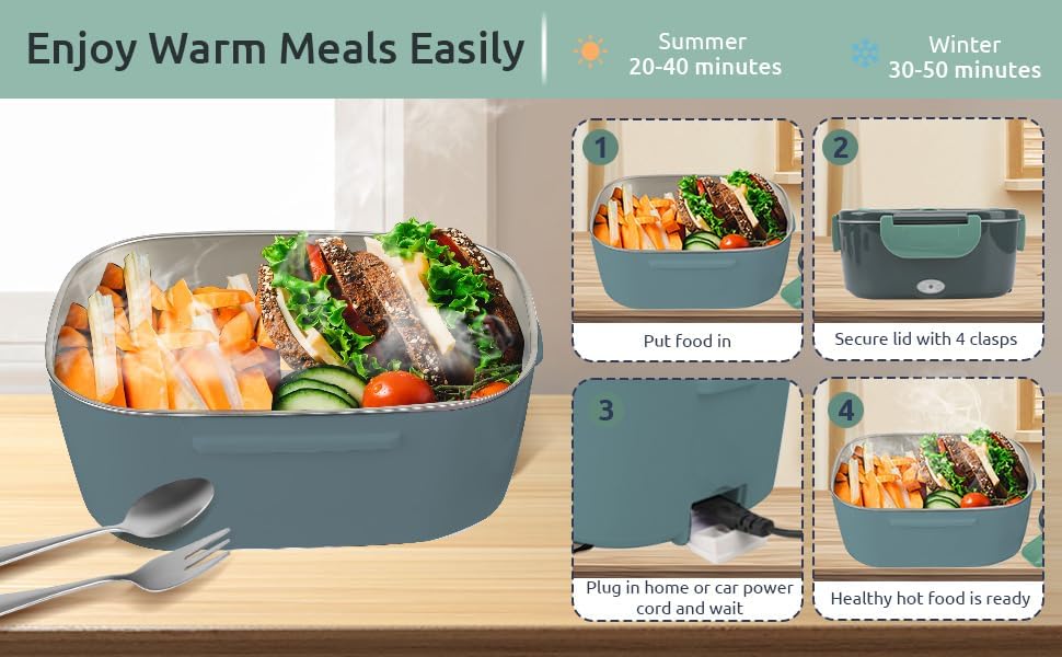 AMXGPT Portable Stainless Steel Lunch Box Food Heater for Adults | Reheats DEMO
