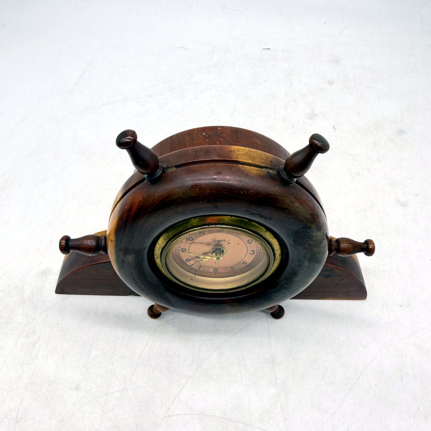 ANTIQUE Jerger Anker Germany Wooden Mantel Clock Decorative Tabletop