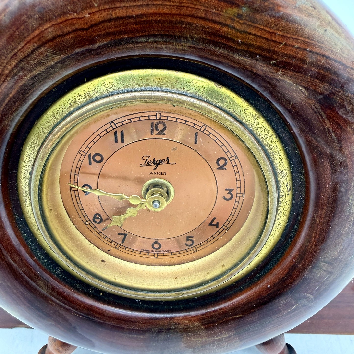 ANTIQUE Jerger Anker Germany Wooden Mantel Clock Decorative Tabletop