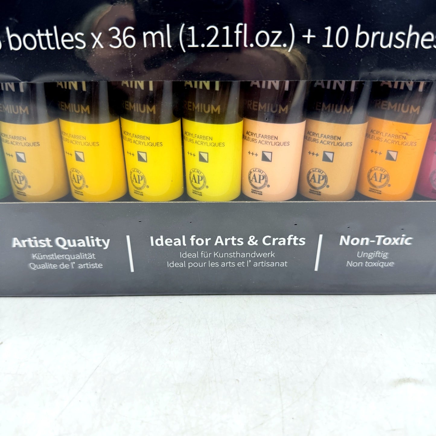 Fantastory Acrylic Paint Set 24+2 Colors 26 Bottles 10 Brushes Artist NEW