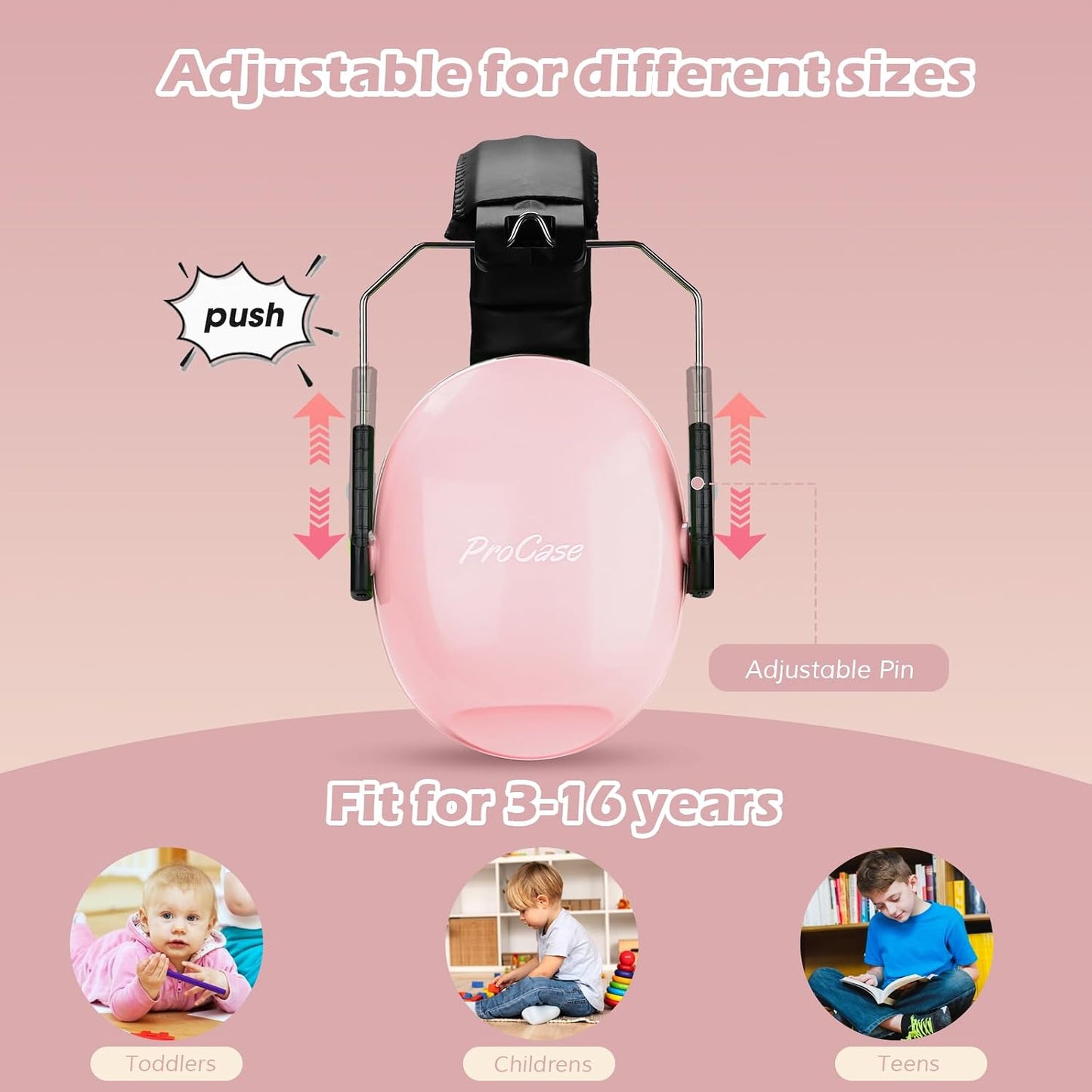 ProCase Noise Cancelling Headphones Toddler Lightpink Hearing Protection NEW