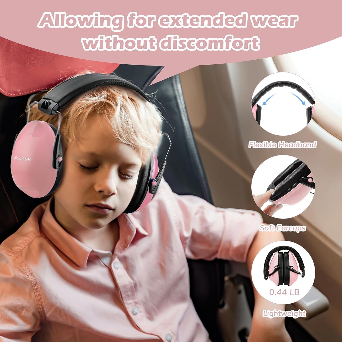 ProCase Noise Cancelling Headphones Toddler Lightpink Hearing Protection NEW
