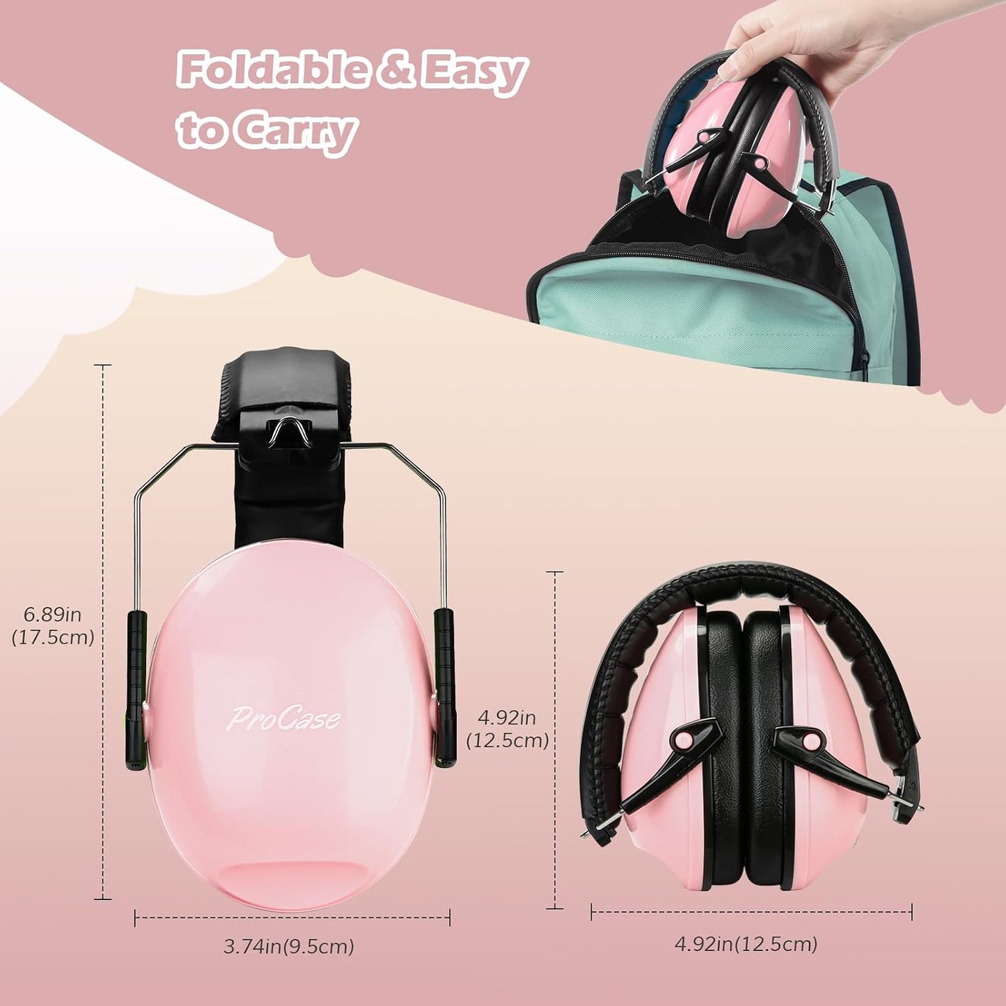 ProCase Noise Cancelling Headphones Toddler Lightpink Hearing Protection NEW