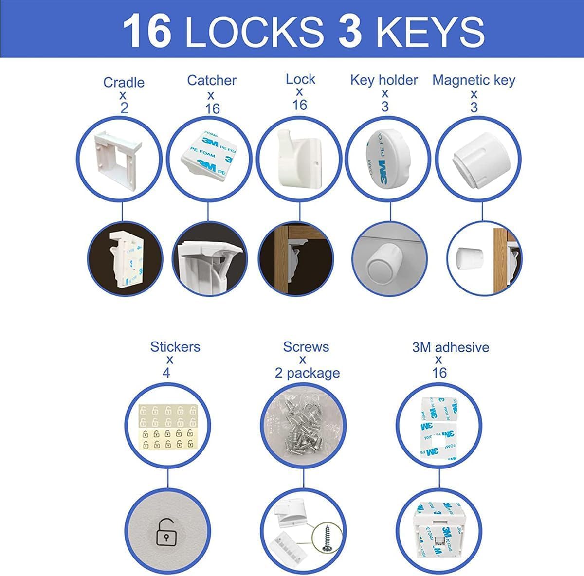 TTMALL Baby Proofing Magnetic Cabinet Locks - Child Safety Latches for DEMO