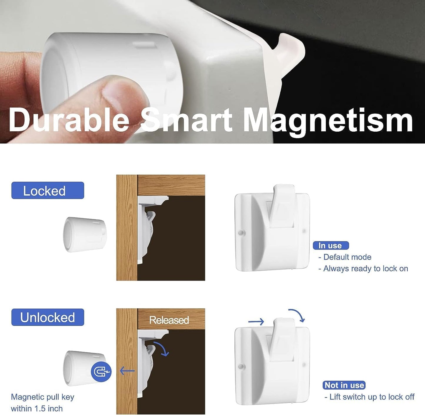 TTMALL Baby Proofing Magnetic Cabinet Locks - Child Safety Latches for DEMO