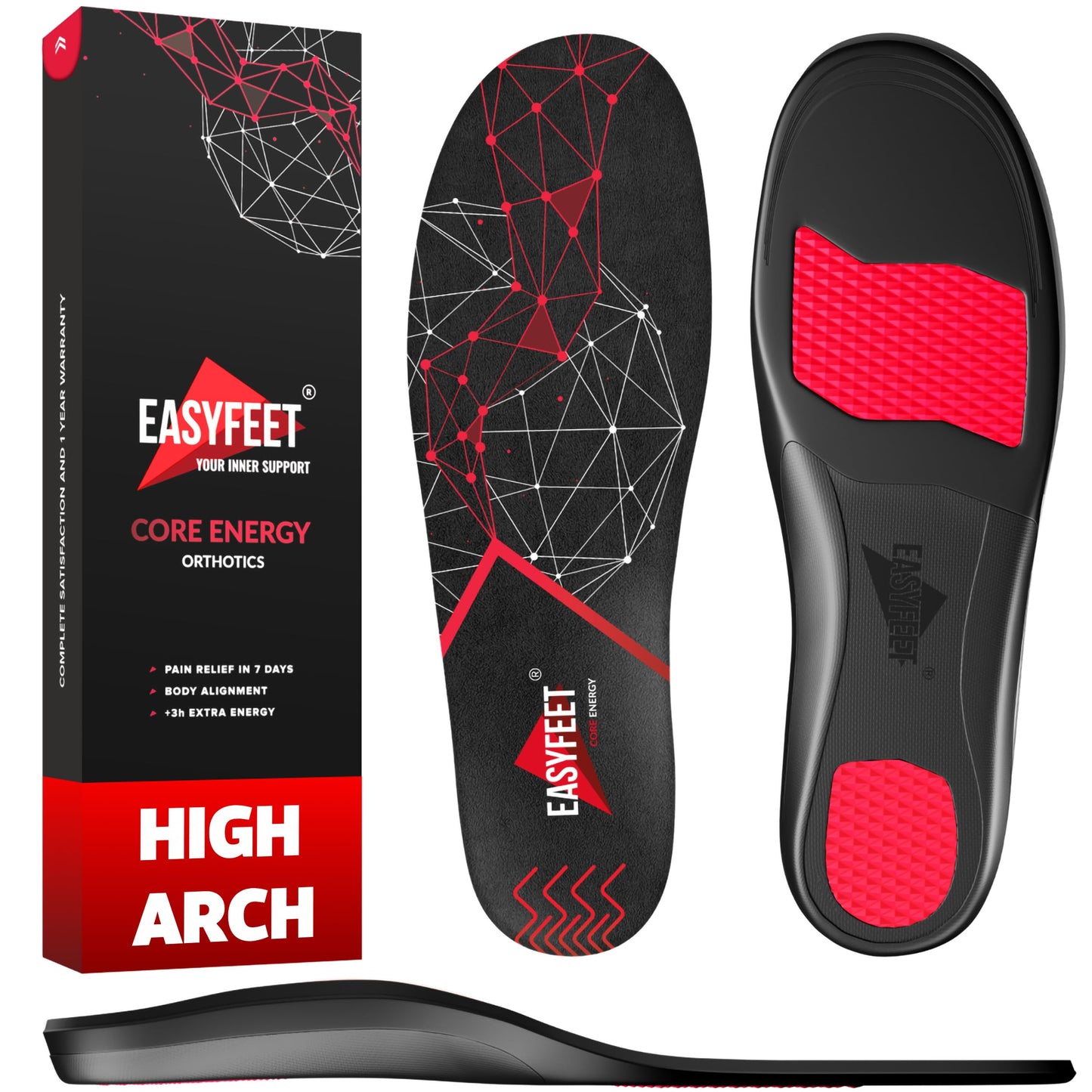 EASYFEET Arch Support Insoles Comfort Shoe Inserts for Standing All Day Sz S NEW