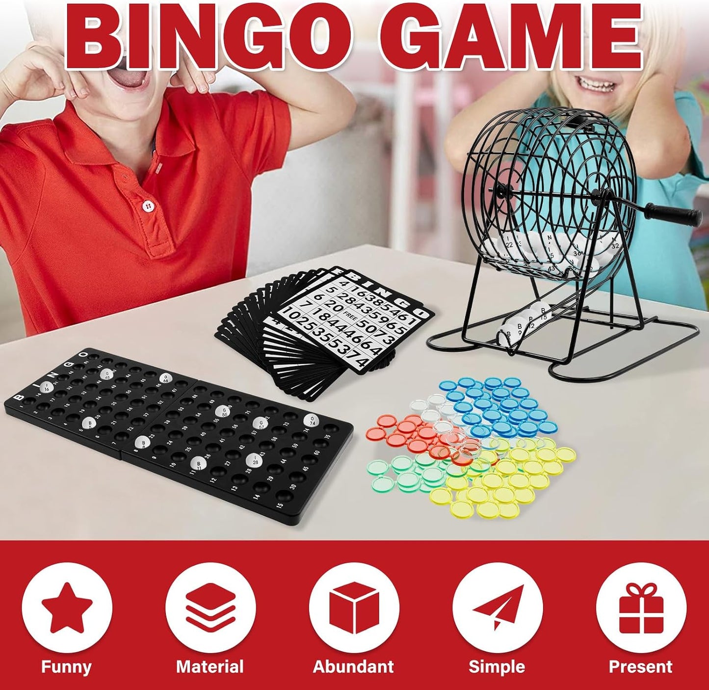 ZJMCAJY Bingo Game Set with Metal Drum and Plastic Pieces, 21 x 20 21cm DEMO