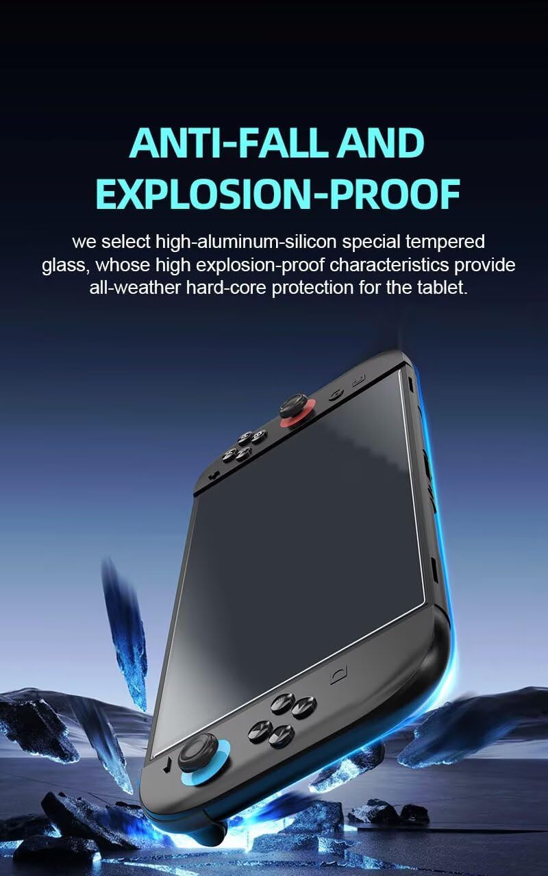 LEZOOY Tempered Glass Screen Protector for Nintendo Switch, Clear, 2-Pack NEW