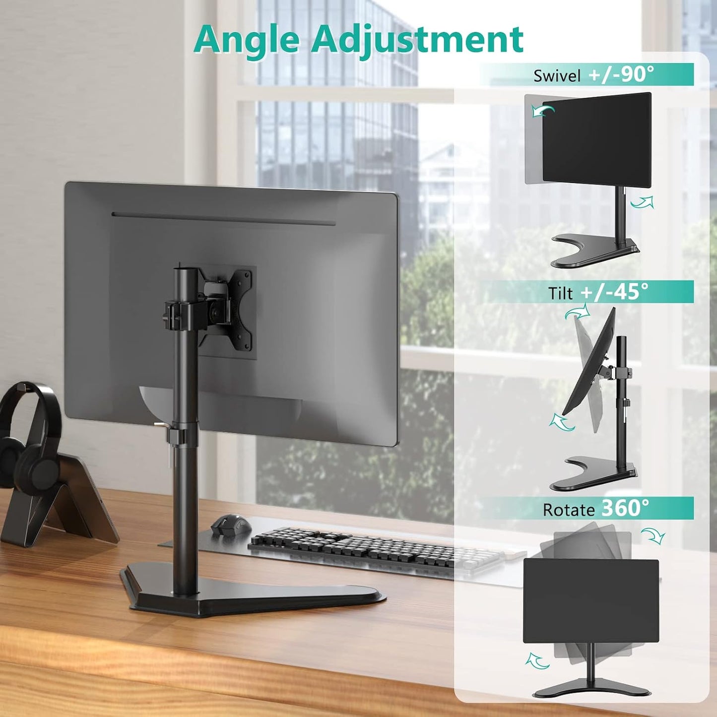 WALI Freestanding Single Monitor Stand for Screens up to 32 Inches, Black DEMO