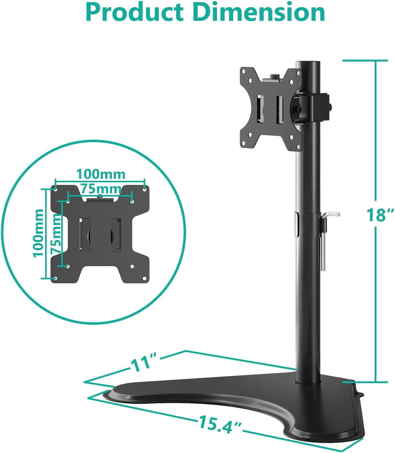 WALI Freestanding Single Monitor Stand for Screens up to 32 Inches, Black DEMO