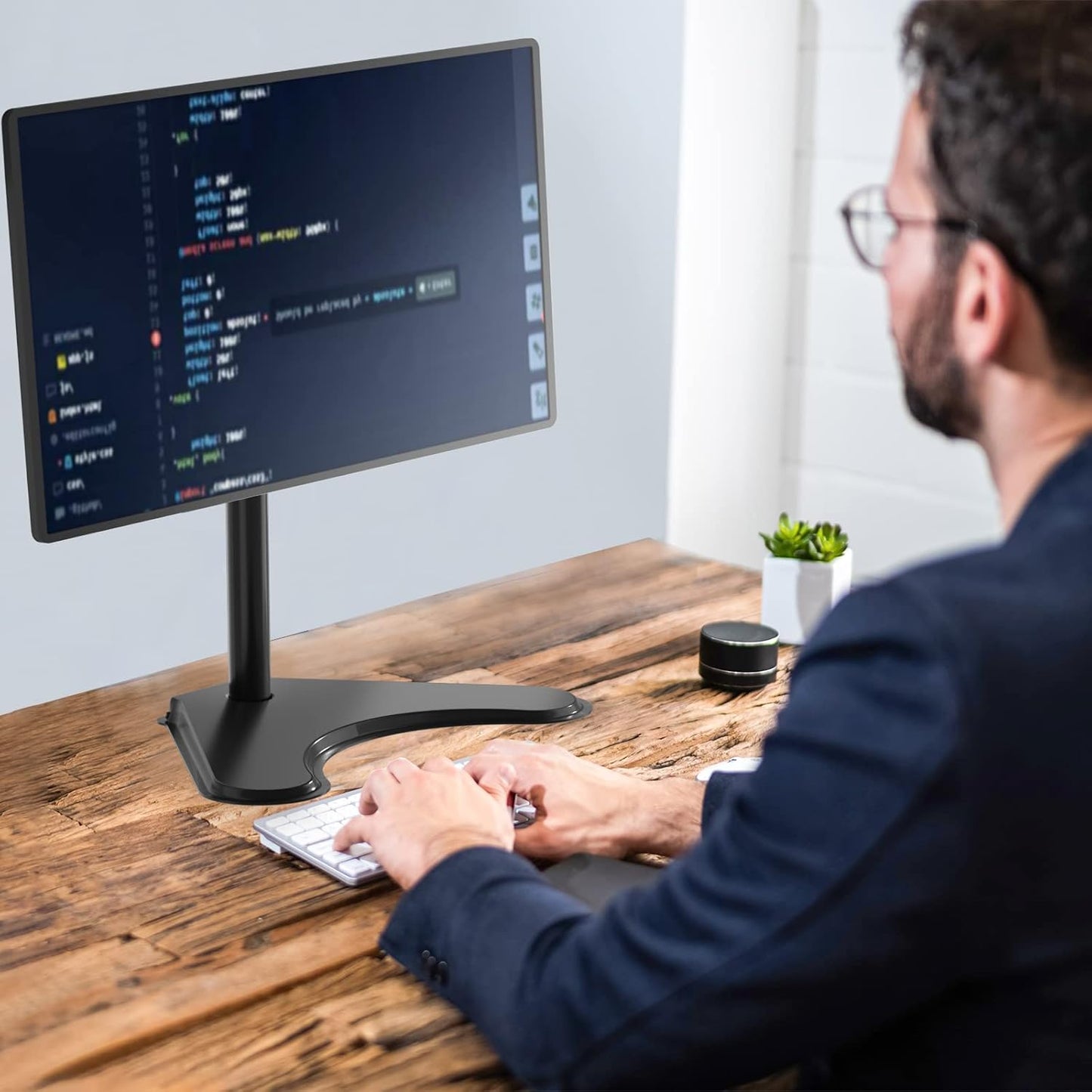 WALI Freestanding Single Monitor Stand for Screens up to 32 Inches, Black DEMO