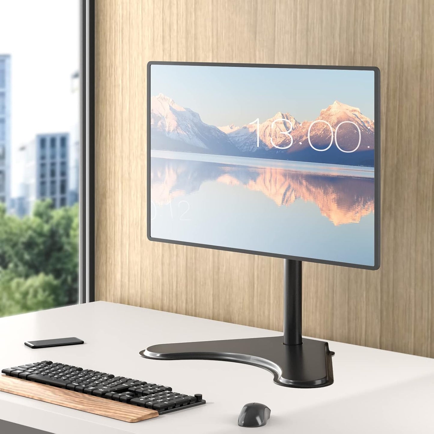 WALI Freestanding Single Monitor Stand for Screens up to 32 Inches, Black DEMO