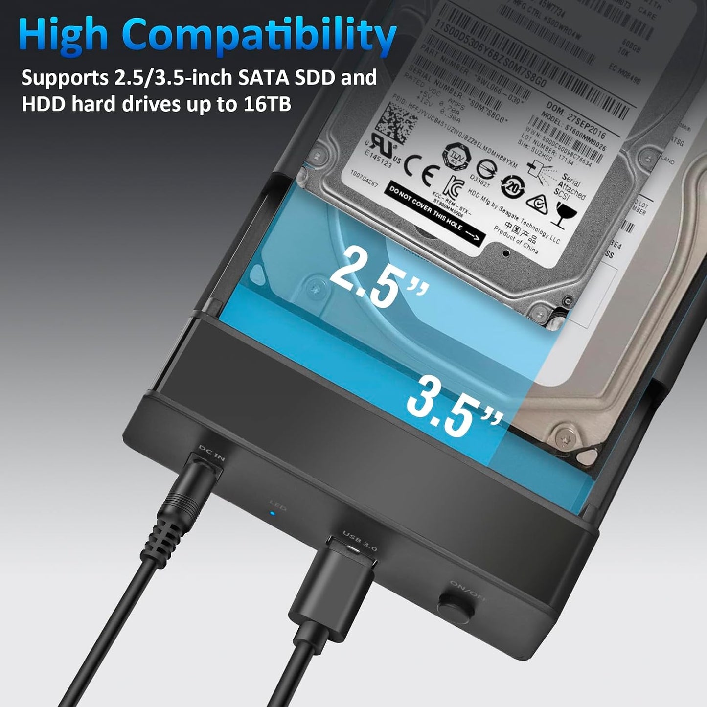 Amtake USB 3.0 SATA External Hard Drive Docking Station for 2.5/3.5 Inch DEMO