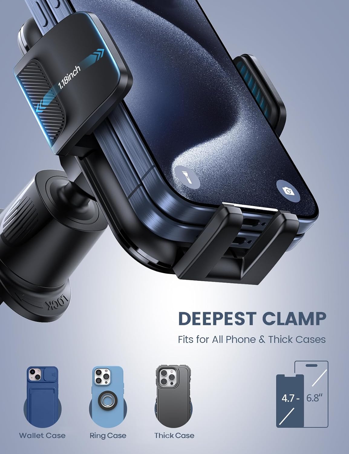 Lamicall Car Automobile Accessories Phone Holder Vent Mount Thick Case NEW
