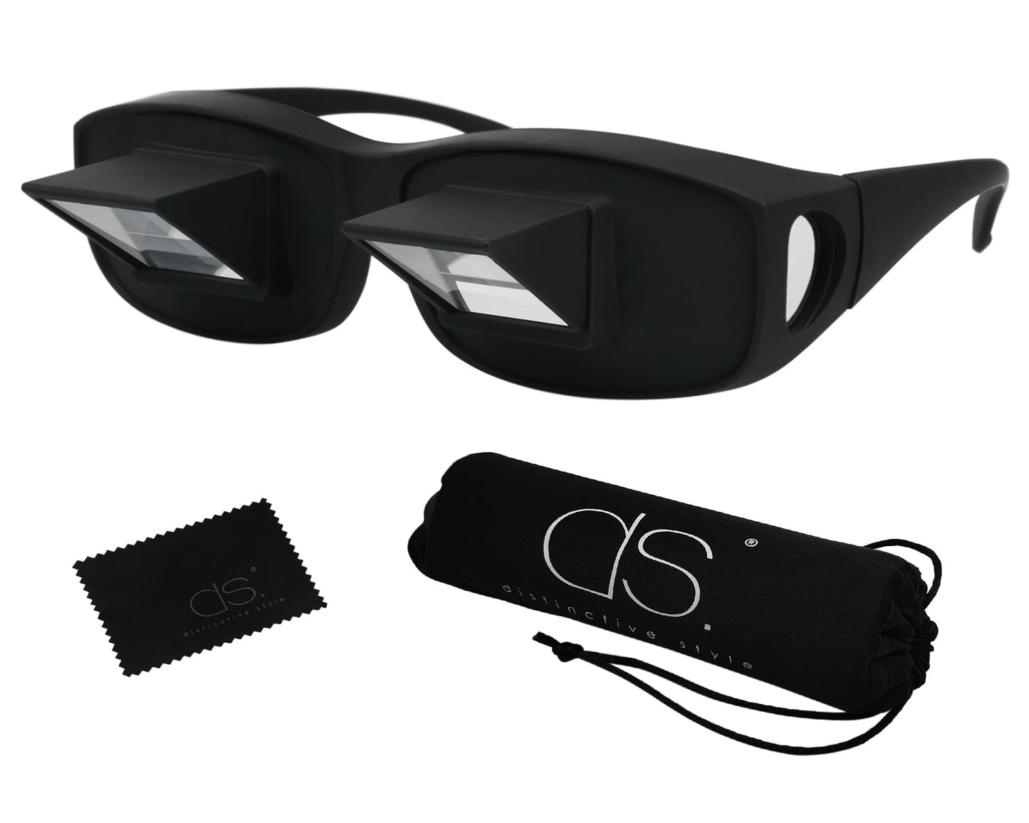 DS. DISTINCTIVE STYLE Black Prism Glasses Lying Down Horizontal Reading NEW