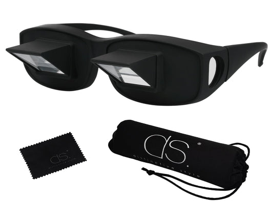 DS. DISTINCTIVE STYLE Black Prism Glasses Lying Down Horizontal Reading NEW