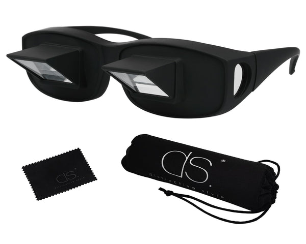DS. DISTINCTIVE STYLE Black Prism Glasses Lying Down Horizontal Reading NEW