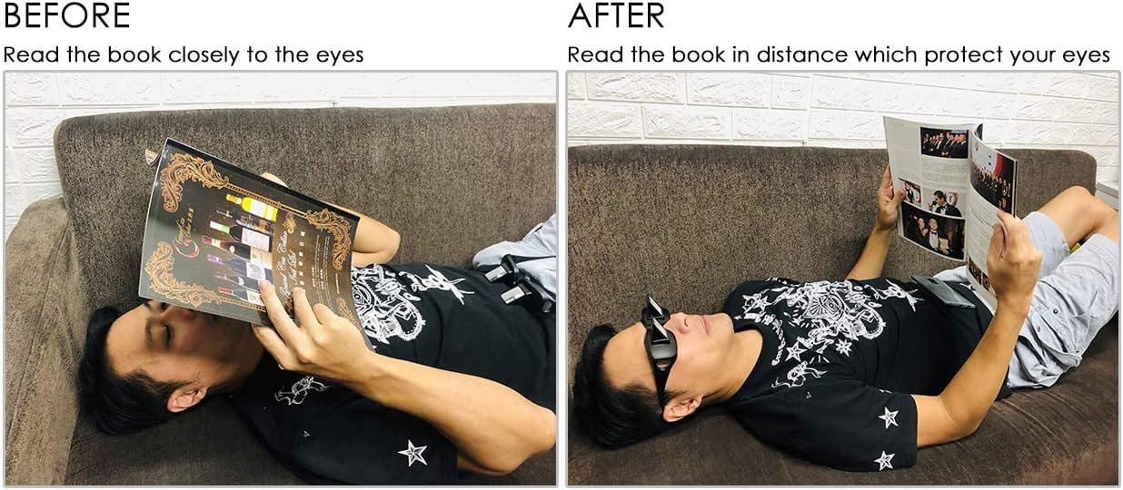 DS. DISTINCTIVE STYLE Black Prism Glasses Lying Down Horizontal Reading NEW